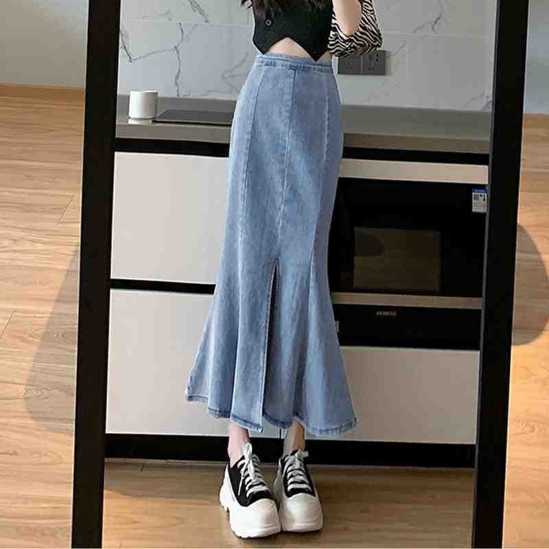 裾広がりデニムマーメイドスカート