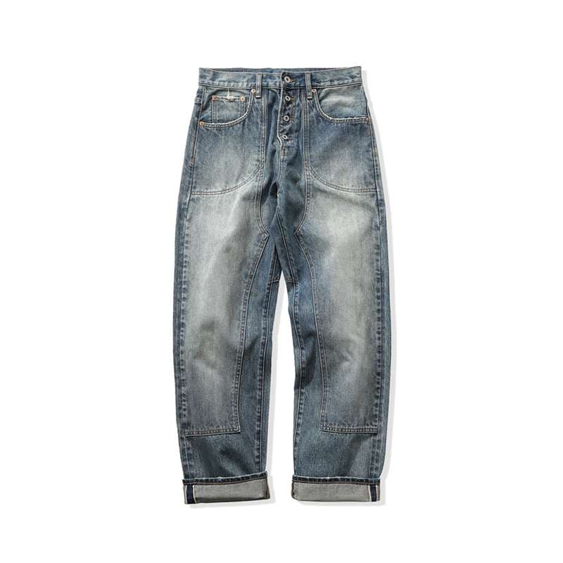 アメリカンレトロスタイル ヴィンテージ風ワイドストレートデニム