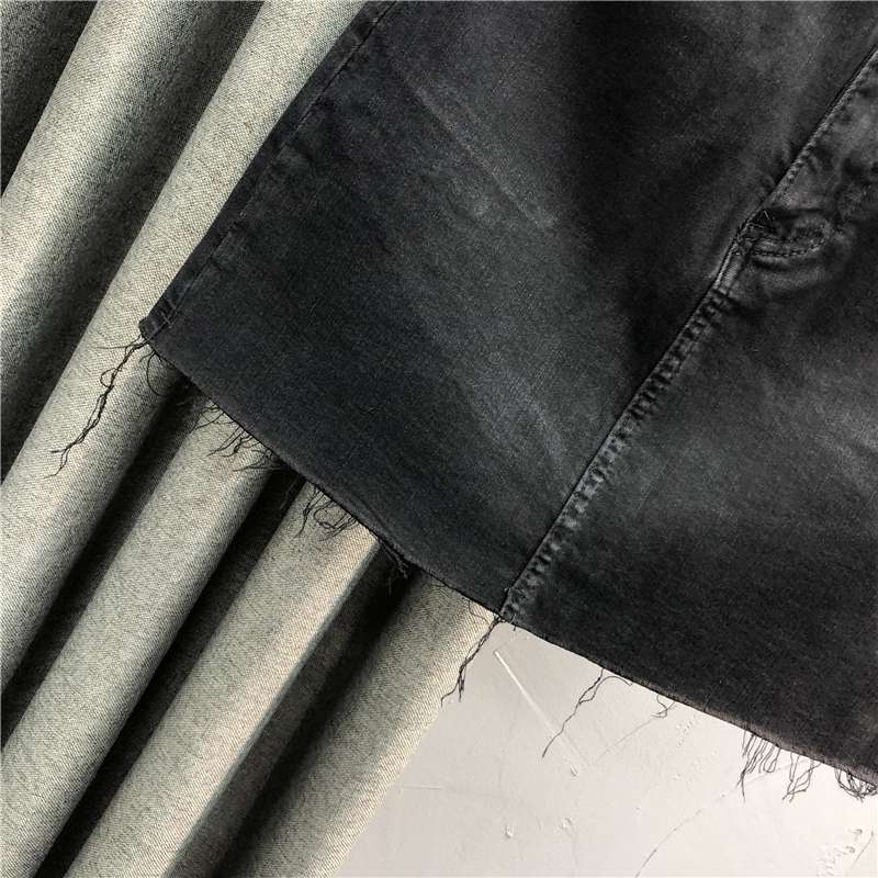 ダメージ加工ブラックデニムミニスカート