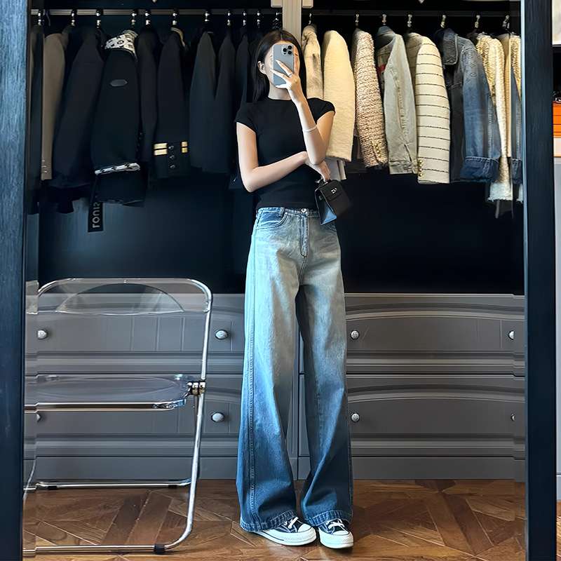 カジュアルスタイル グラデーションワイドデニム