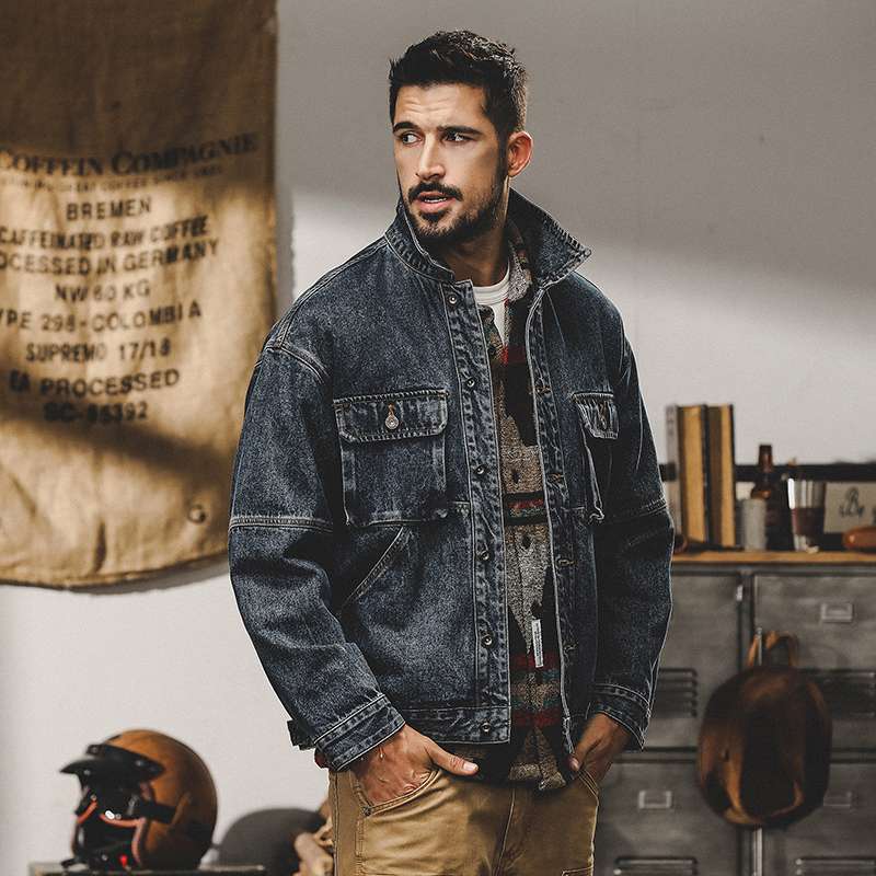 アメリカンカジュアル ヴィンテージウォッシュ・ワークデニムジャケット