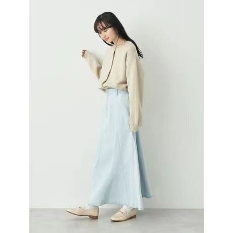 デニムスカート デニムマーメイド裾フレアスカート