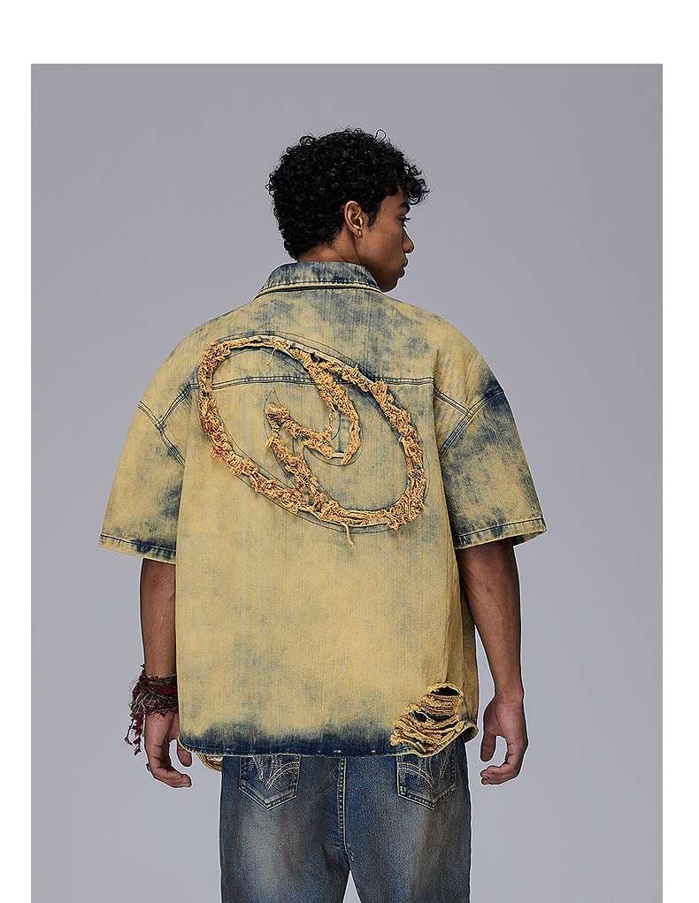 アメリカンカジュアル ヴィンテージ風タイダイデニムシャツ
