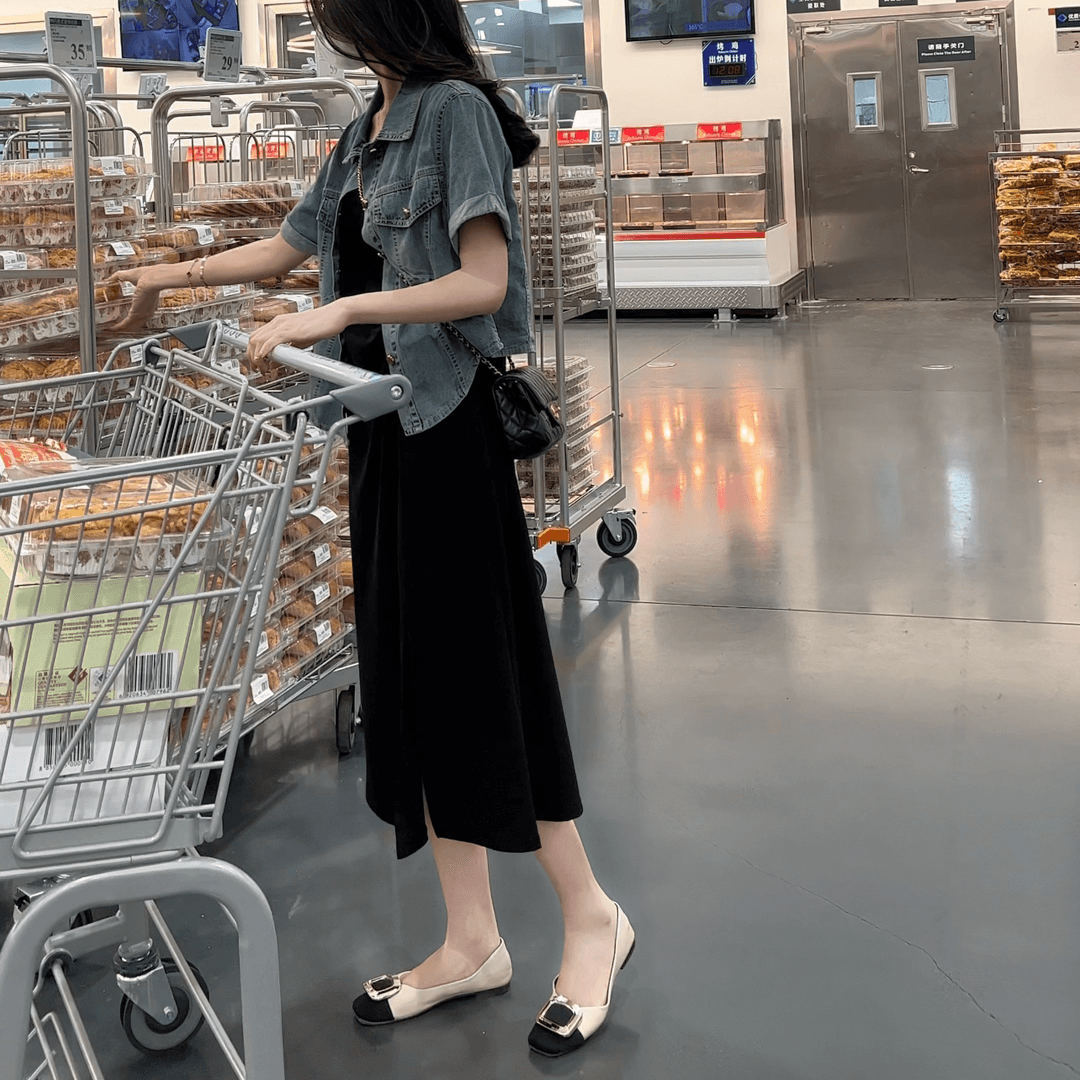 韓国スタイル デニムオーバーサイズショートスリーブジャケット