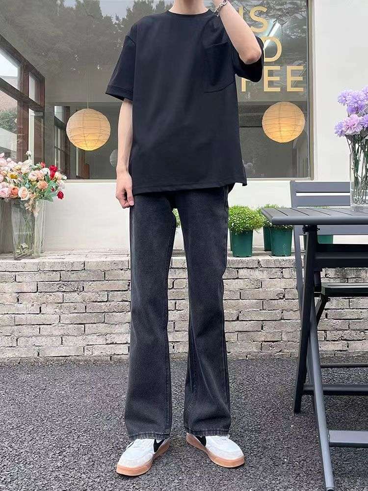 カジュアルスタイル リラックスフレアデニムパンツ