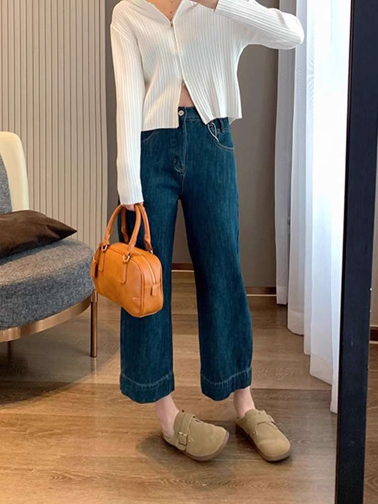 ワイドストレートデニムパンツ