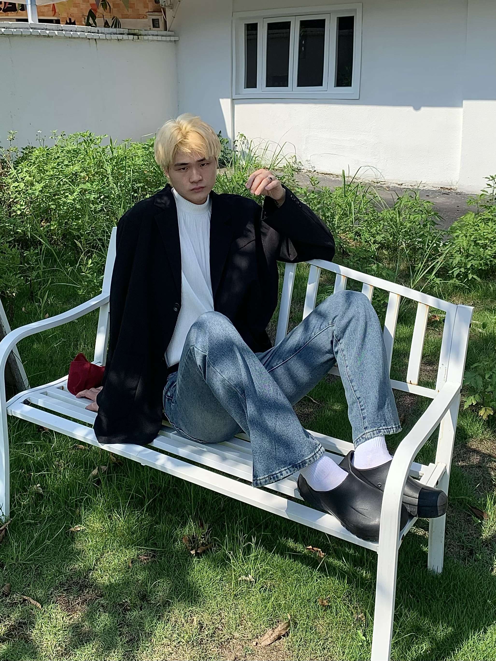 カジュアルスタイル ヴィンテージ風ワイドフレアデニム