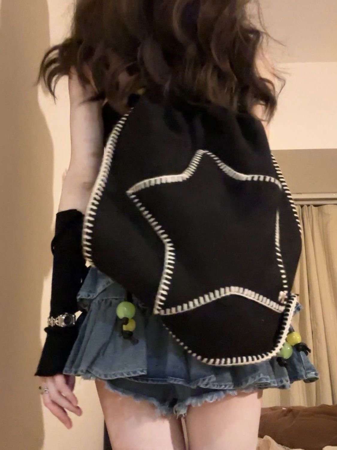 フリルティアードデニムミニスカート