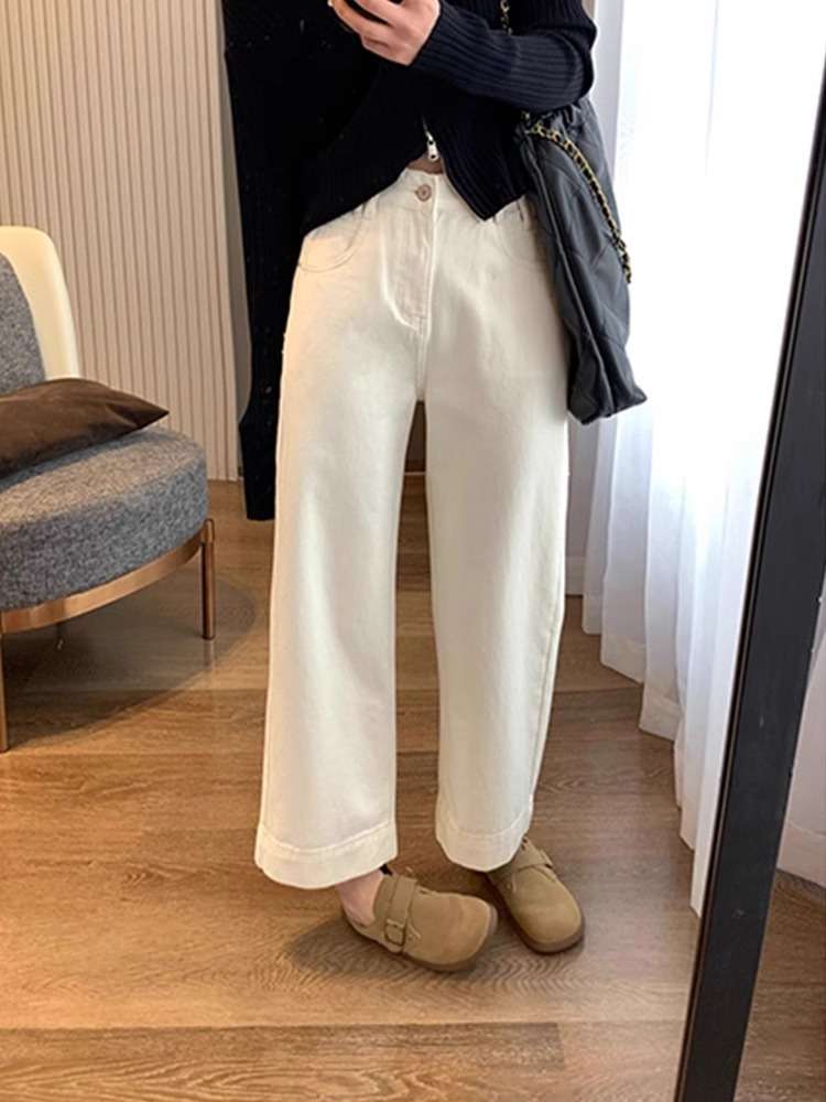 ワイドストレートデニムパンツ