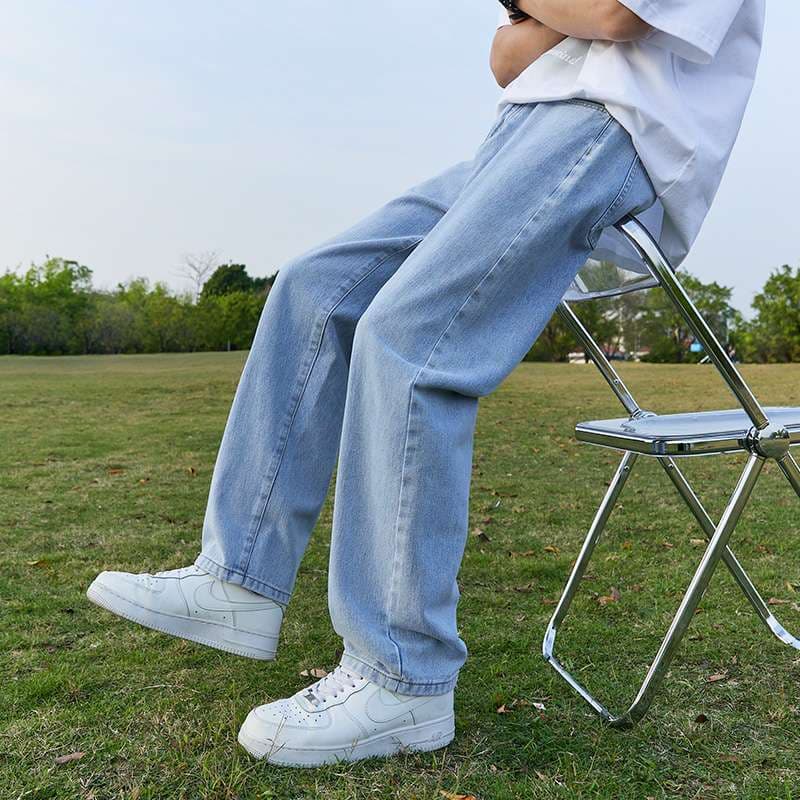 カジュアルスタイル リラックスワイドデニムパンツ