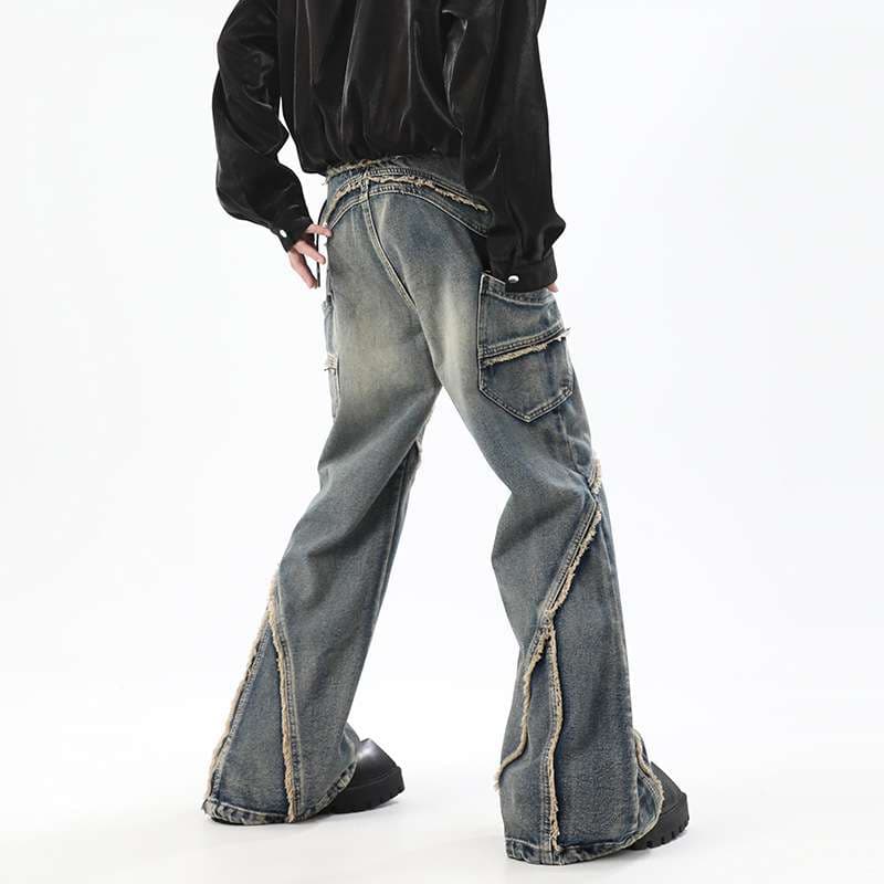 斬新デザイン ワイドフレアジーンズパンツ