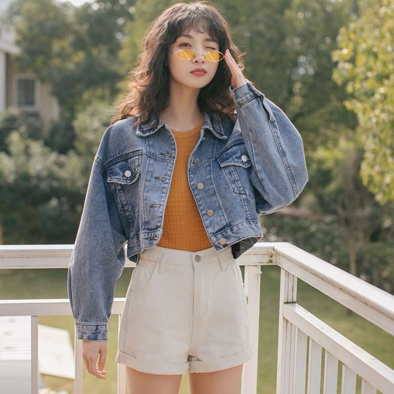 韓国スタイル カジュアルオーバーサイズデニムジャケット