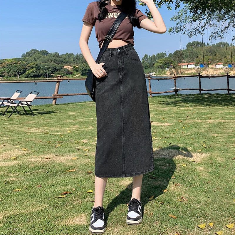 デニムスカート 春新作デニムロングスカート レディース４色展開
