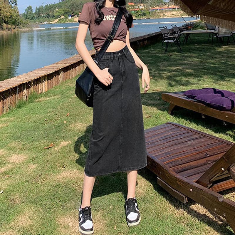 デニムスカート 春新作デニムロングスカート レディース４色展開