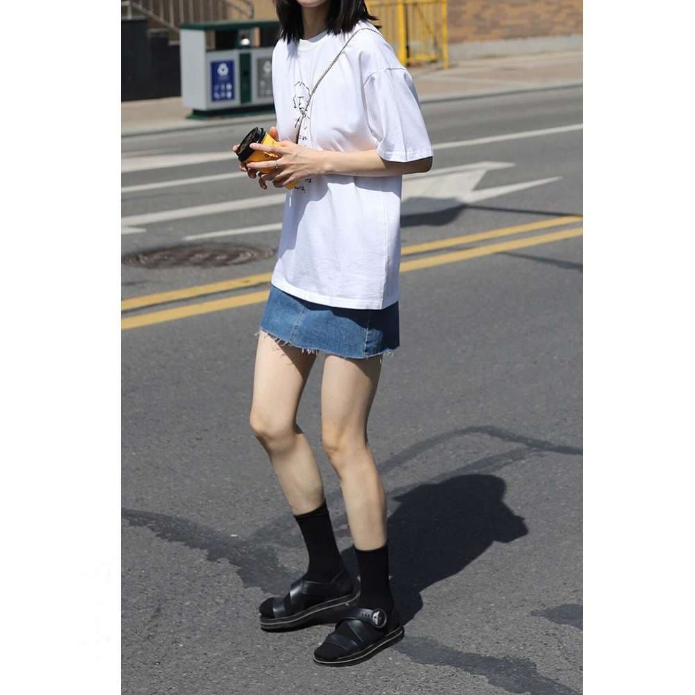 デニムスカート フリンジデニムミニスカート