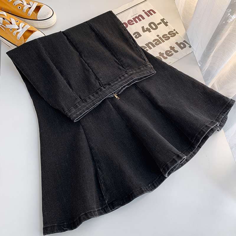 カジュアルスタイル　リメイク風デニムマーメイドスカート