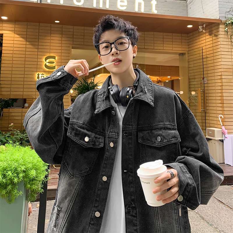 韓国ストリートカジュアル オーバーサイズデニムジャケット