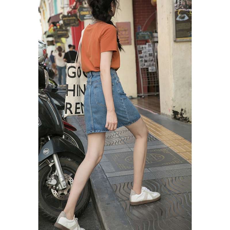 カジュアルスタイル　オールシーズン対応デニムミニスカート