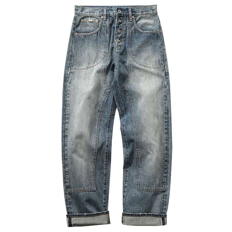 アメリカンレトロスタイル ヴィンテージ風ワイドストレートデニム