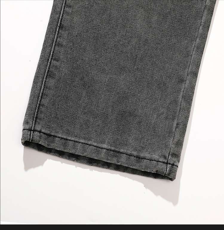 ビンテージ風グレーストレートデニム