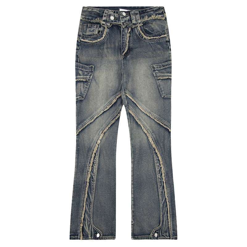 斬新デザイン ワイドフレアジーンズパンツ