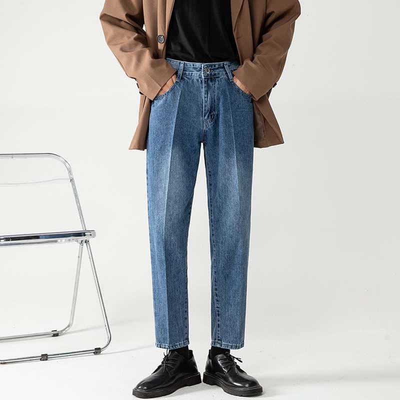 カジュアルスタイル クラシックテーパードデニムスラックス