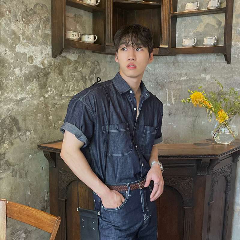 韓国スタイル アーバンナイト デニムシャツ
