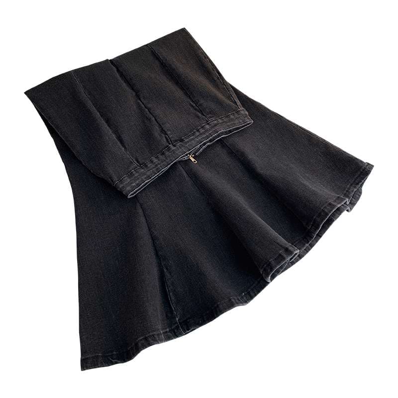 カジュアルスタイル　リメイク風デニムマーメイドスカート