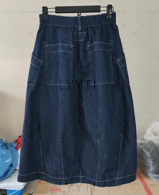 デニムスカート 大人のゆったりシルエットロングスカート