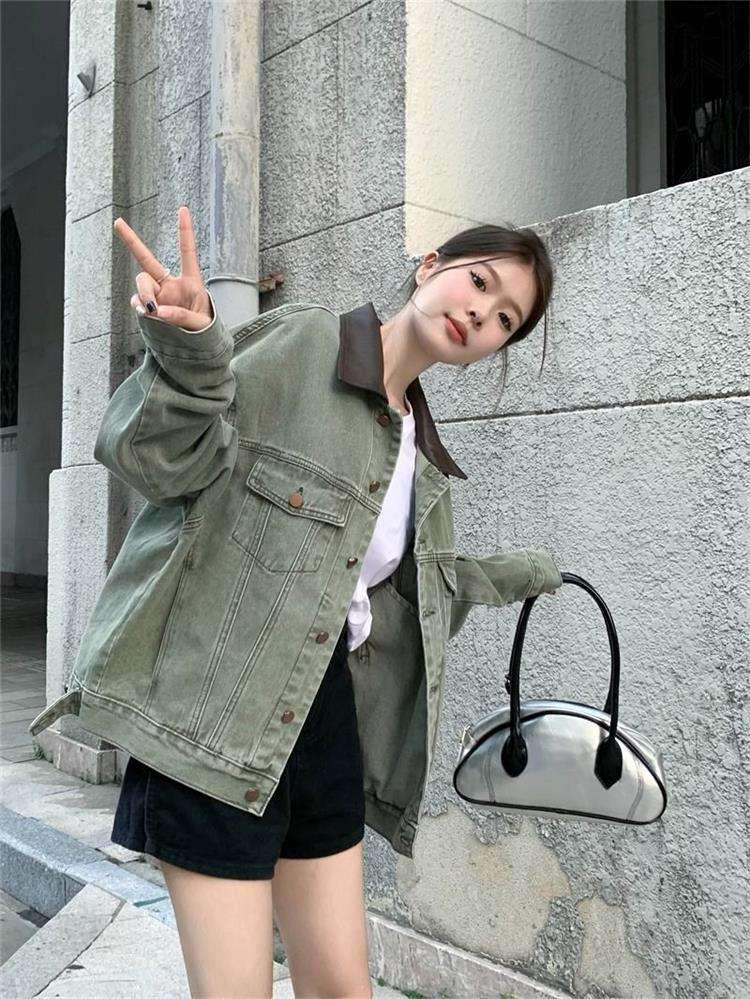 韓国スタイル ゆったりカジュアルデニムジャケット