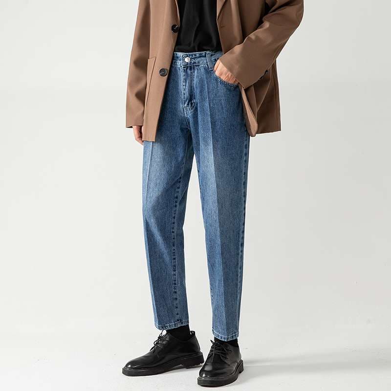 カジュアルスタイル クラシックテーパードデニムスラックス