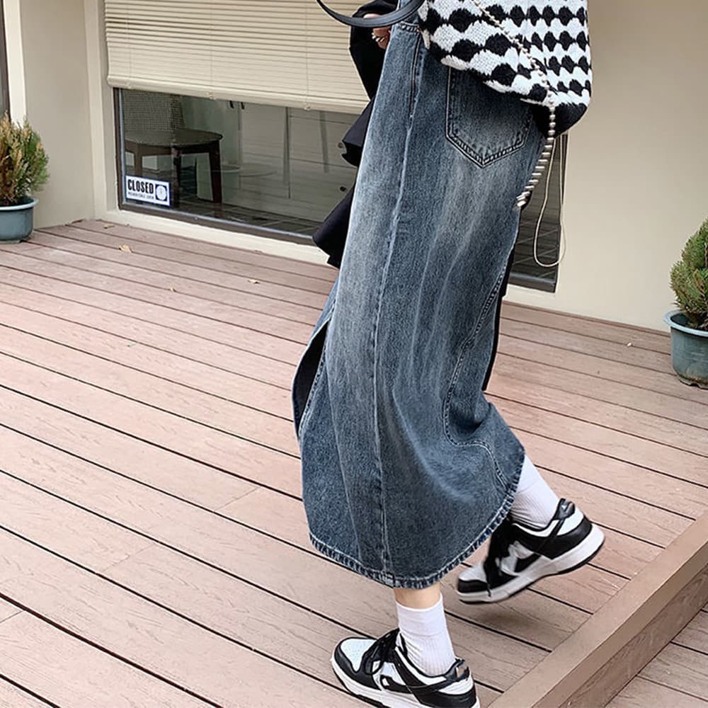 デニムスカート デニムタイトスカート フロントスリットスカート ハイウエスト
