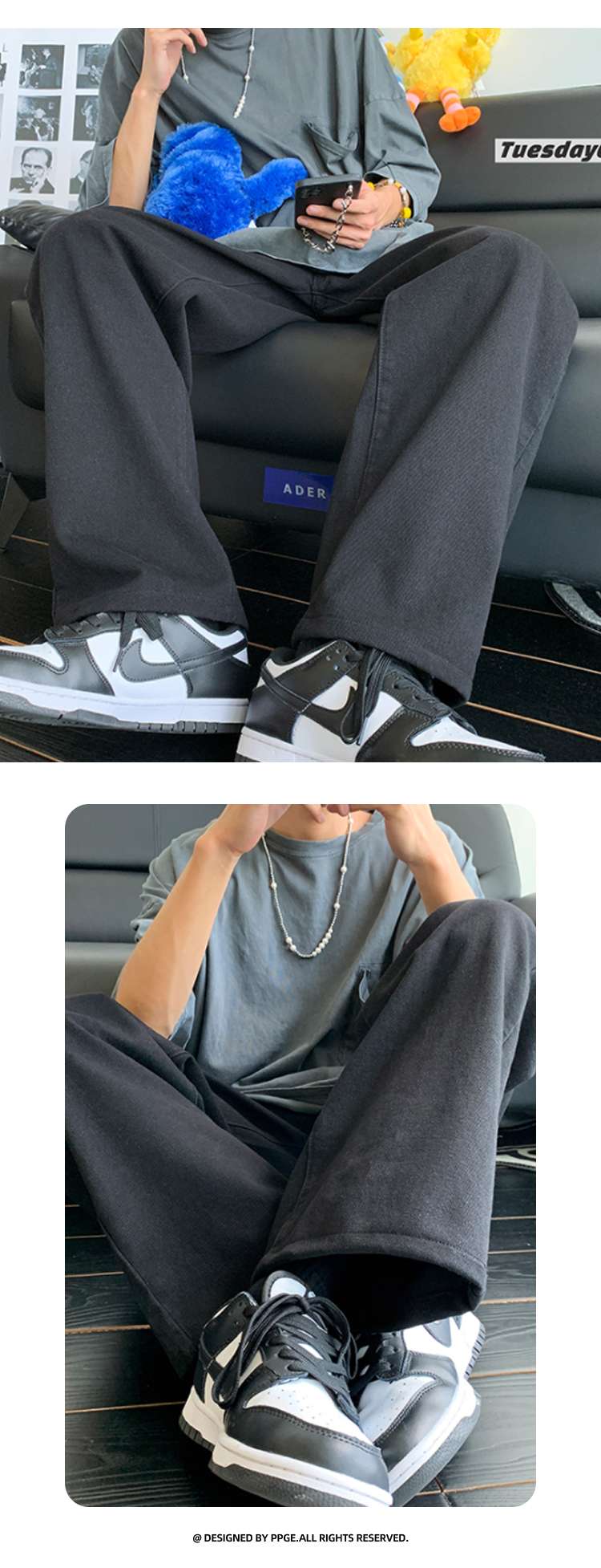 ルーズフィットワイドデニムパンツ