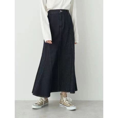 デニムスカート デニムマーメイド裾フレアスカート