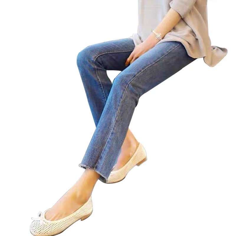 韓国スタイル エレガントカジュアル クロップドデニム