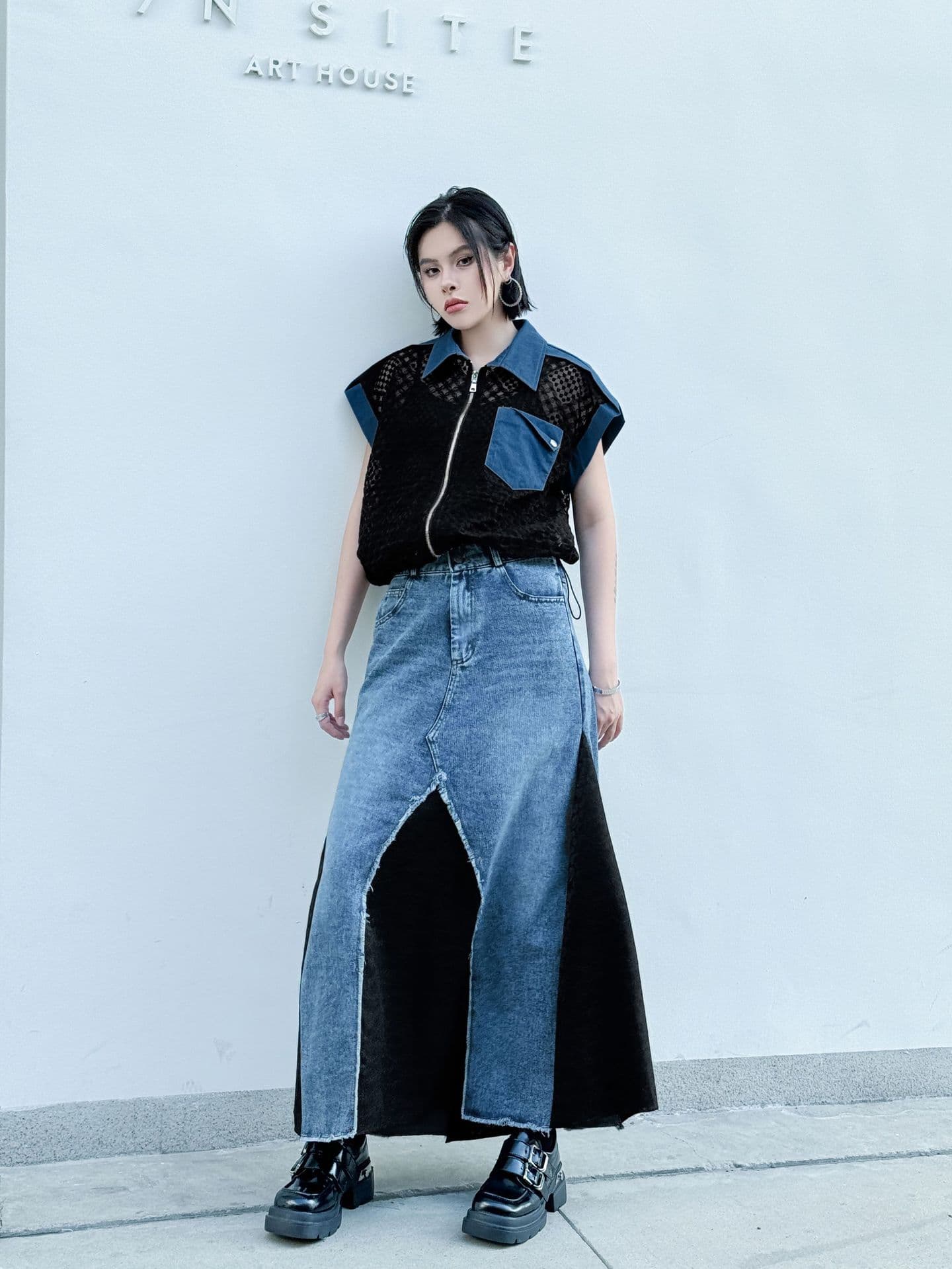 デニムスカート デニム切替デザイン