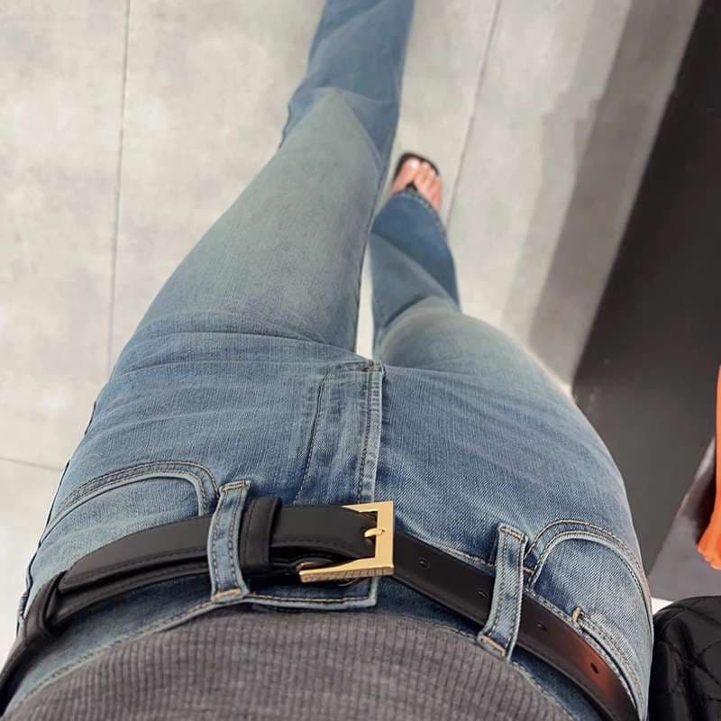 韓国スタイル 美脚フレアデニムジーンズ