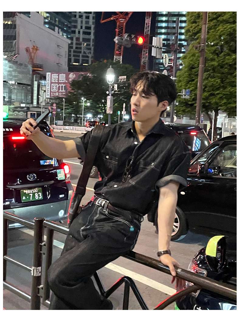 韓国スタイル アーバンナイト デニムシャツ