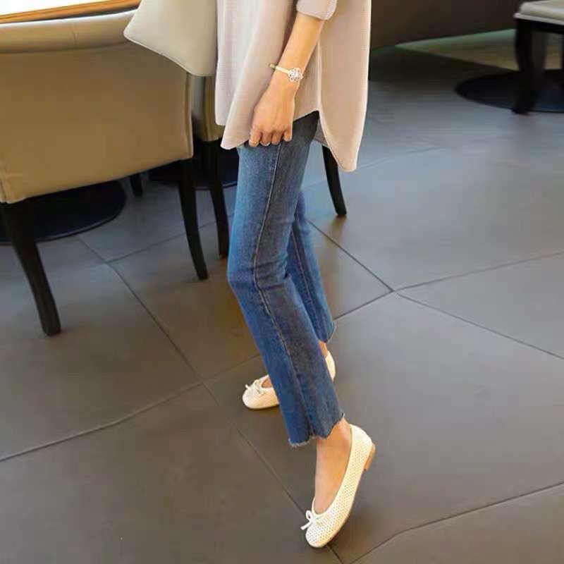 韓国スタイル エレガントカジュアル クロップドデニム