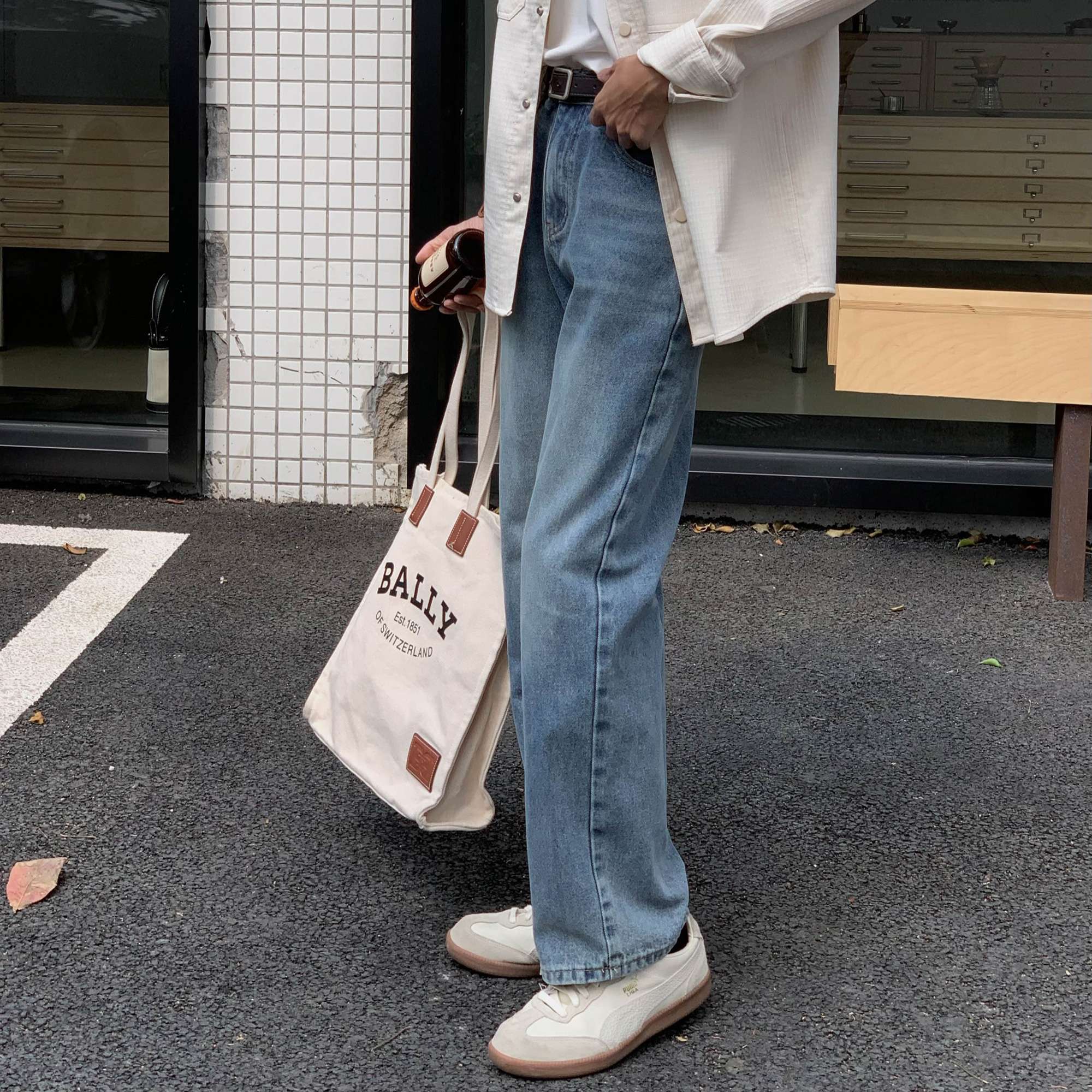 韓国スタイル クラシックストレートデニム