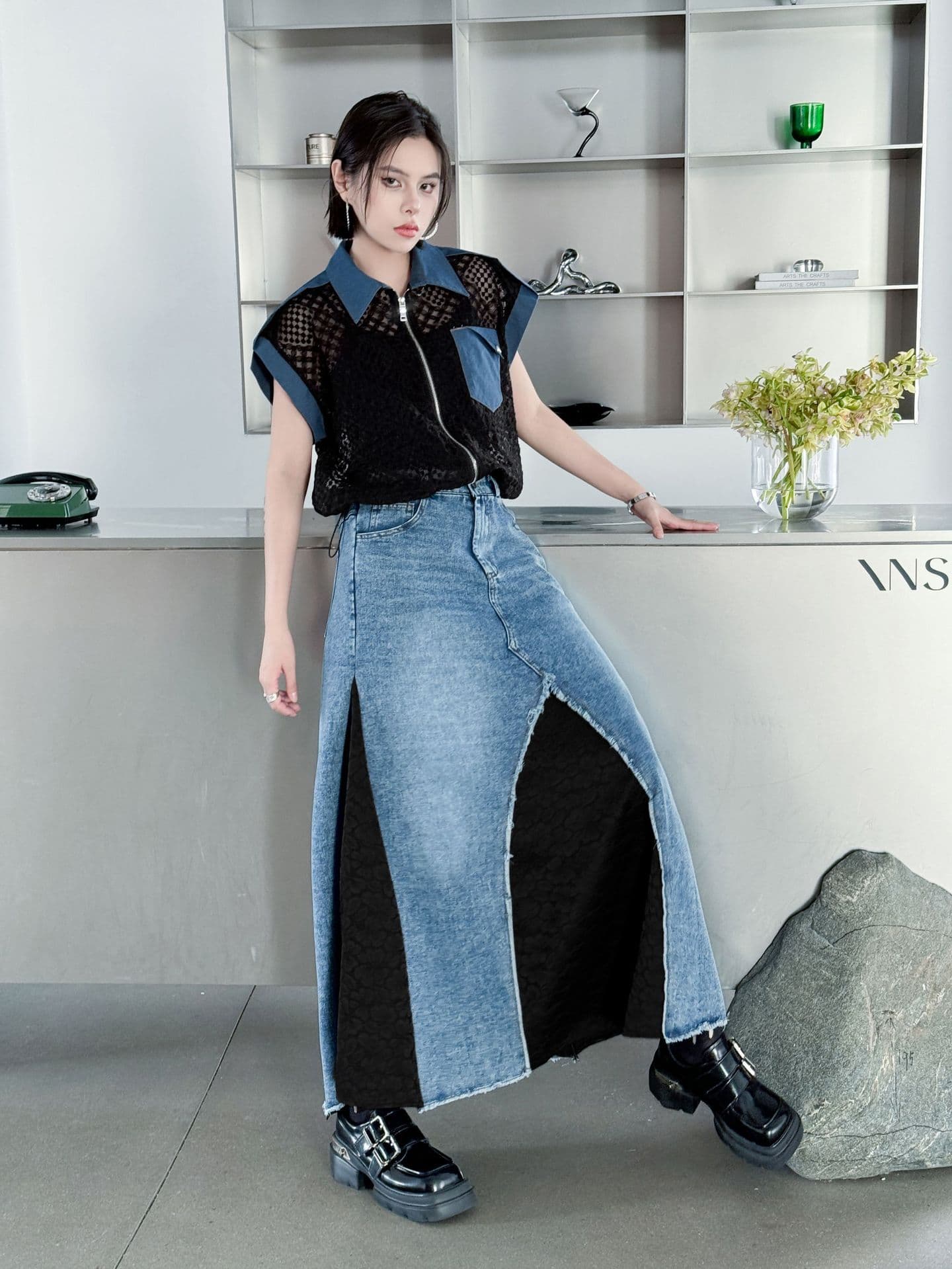 デニムスカート デニム切替デザイン