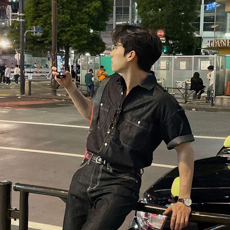 韓国スタイル アーバンナイト デニムシャツ