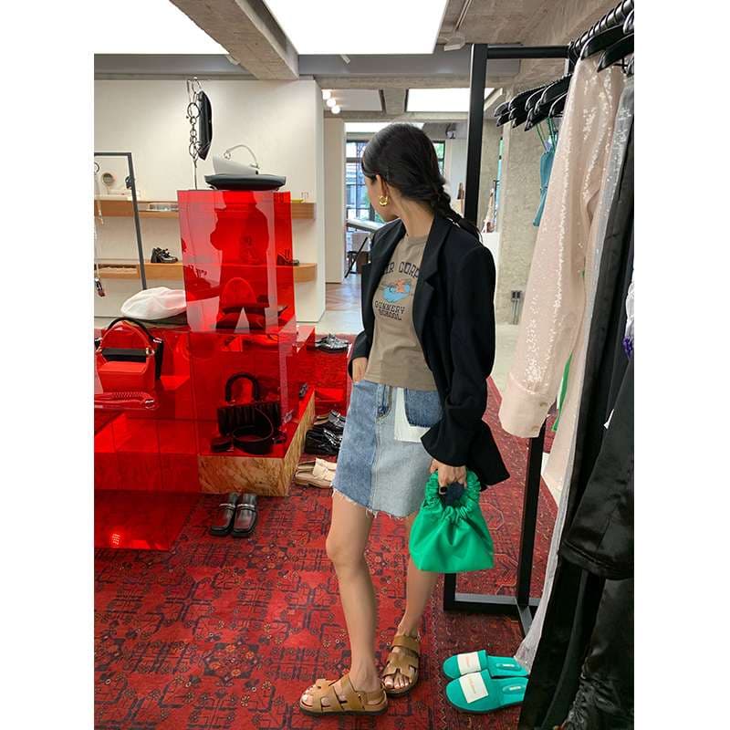 ツートーンデニムミニスカート