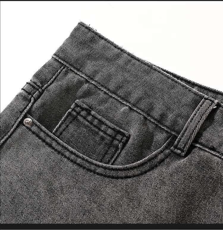 ビンテージ風グレーストレートデニム