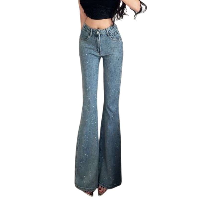 アメリカンスタイル アメリカンスタイル キラキラスパンコール付きフレアデニムジーンズ
