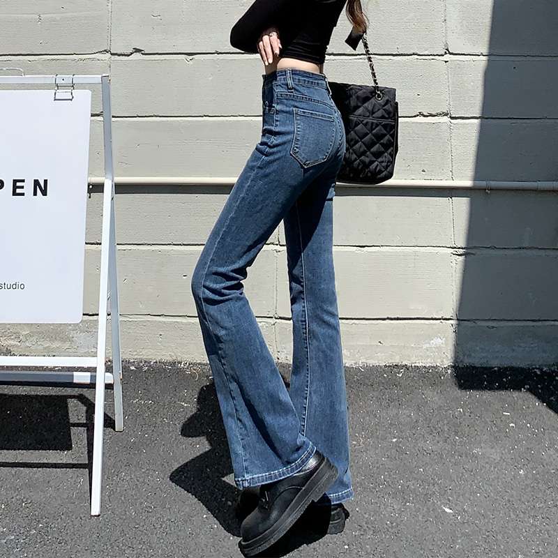 カジュアルスタイル レトロフレアデニムパンツ