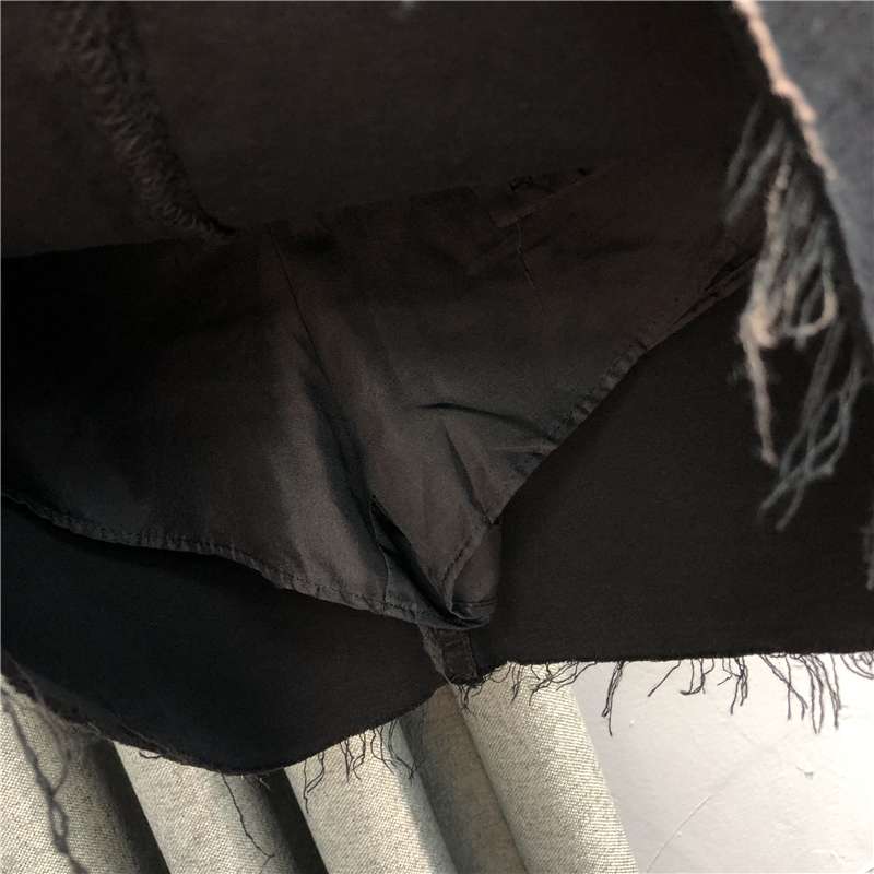 ダメージ加工ブラックデニムミニスカート