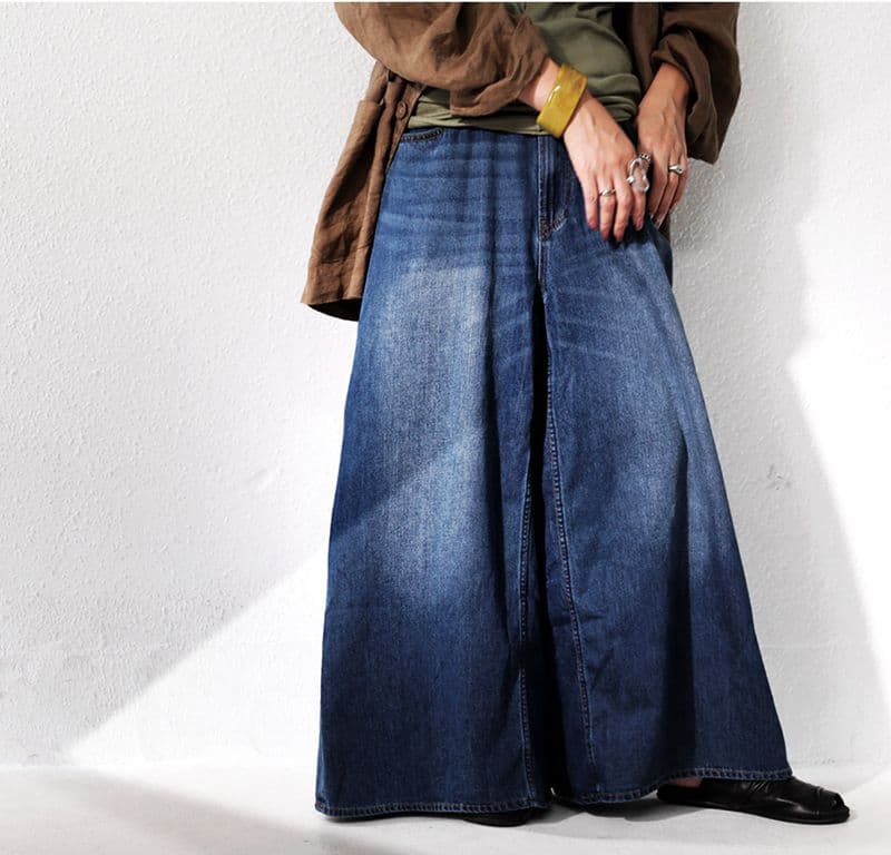 たっぷりギャザーデニムロングスカート