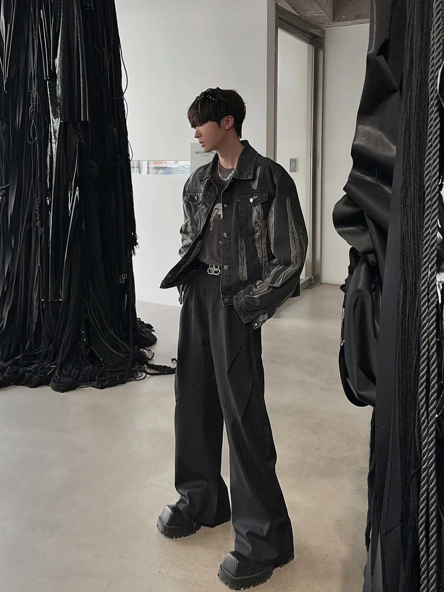 韓国レトロスタイル ヴィンテージ風ディストレスドデニムジャケット