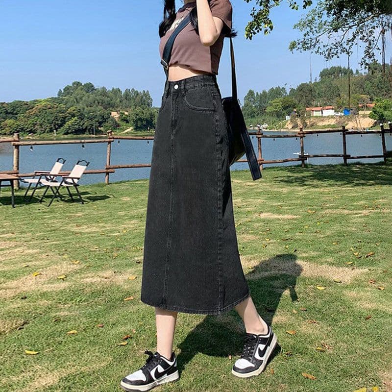デニムスカート 春新作デニムロングスカート レディース４色展開